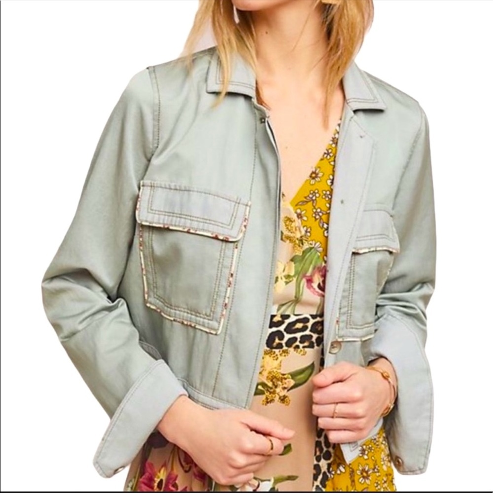 Nwot - Anthropologie Piper Trucker Linen Jacket - L